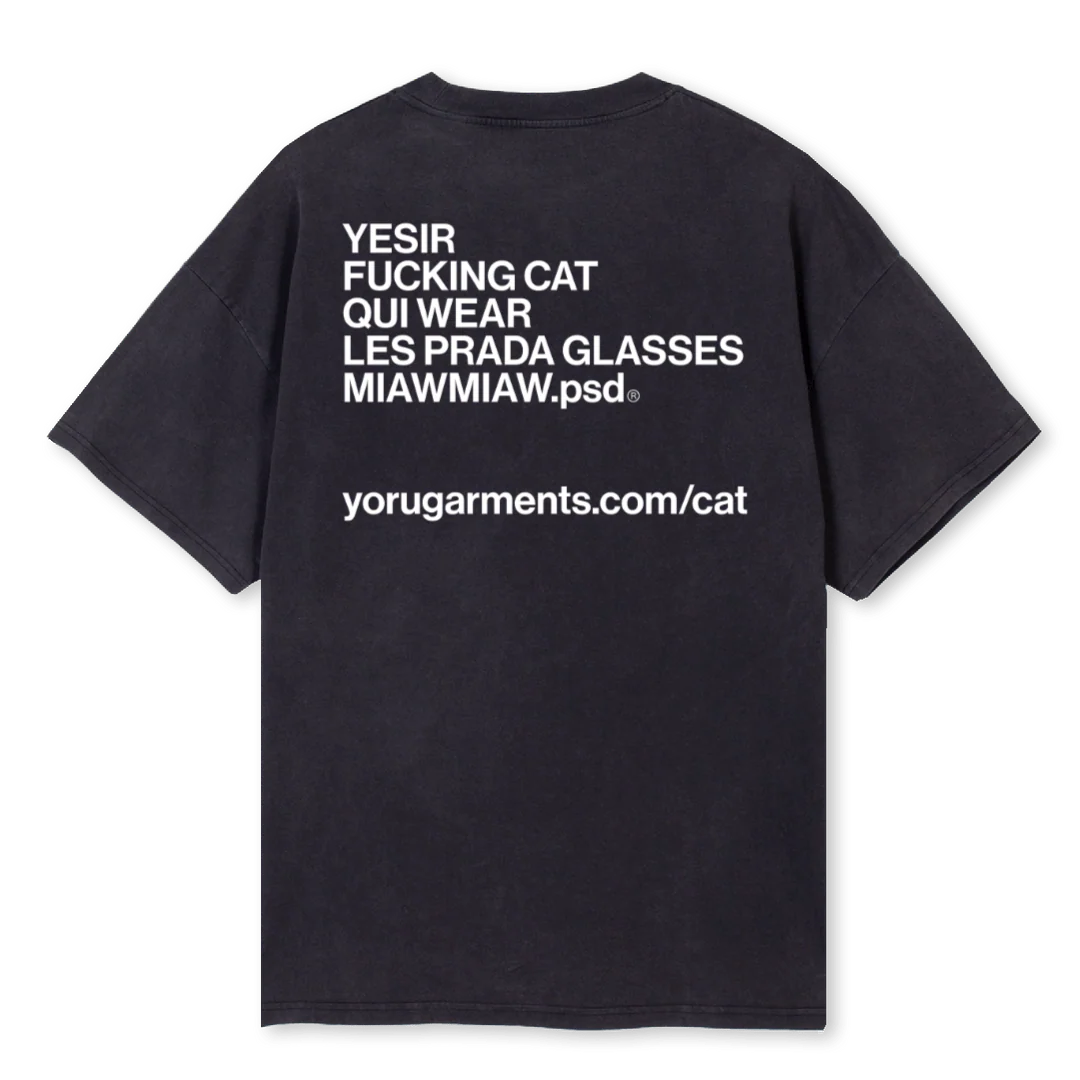 PRADACAT Vintage Black Oversized Tee. - Image 2