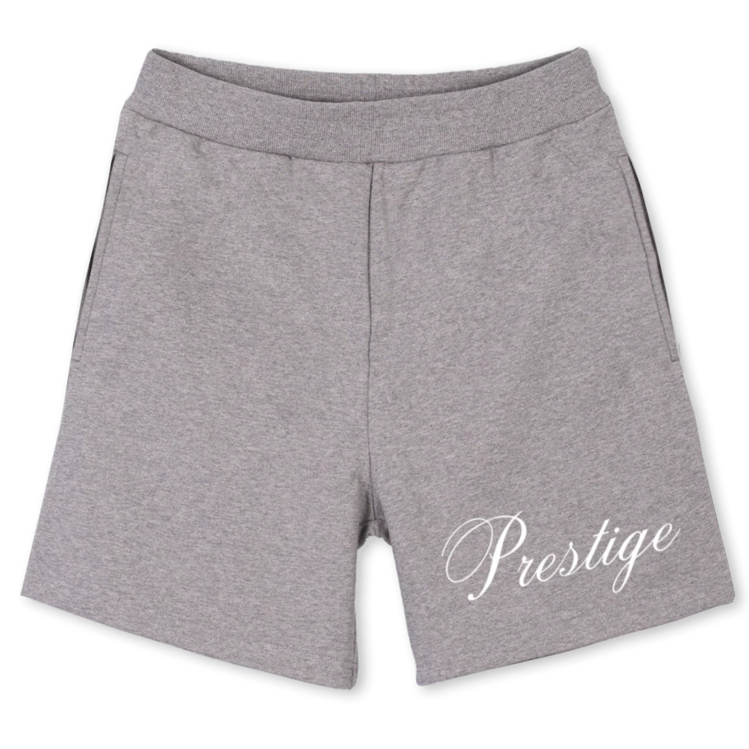 PRESTIGE_1 Grey Marl Relaxed Sweatshorts.
