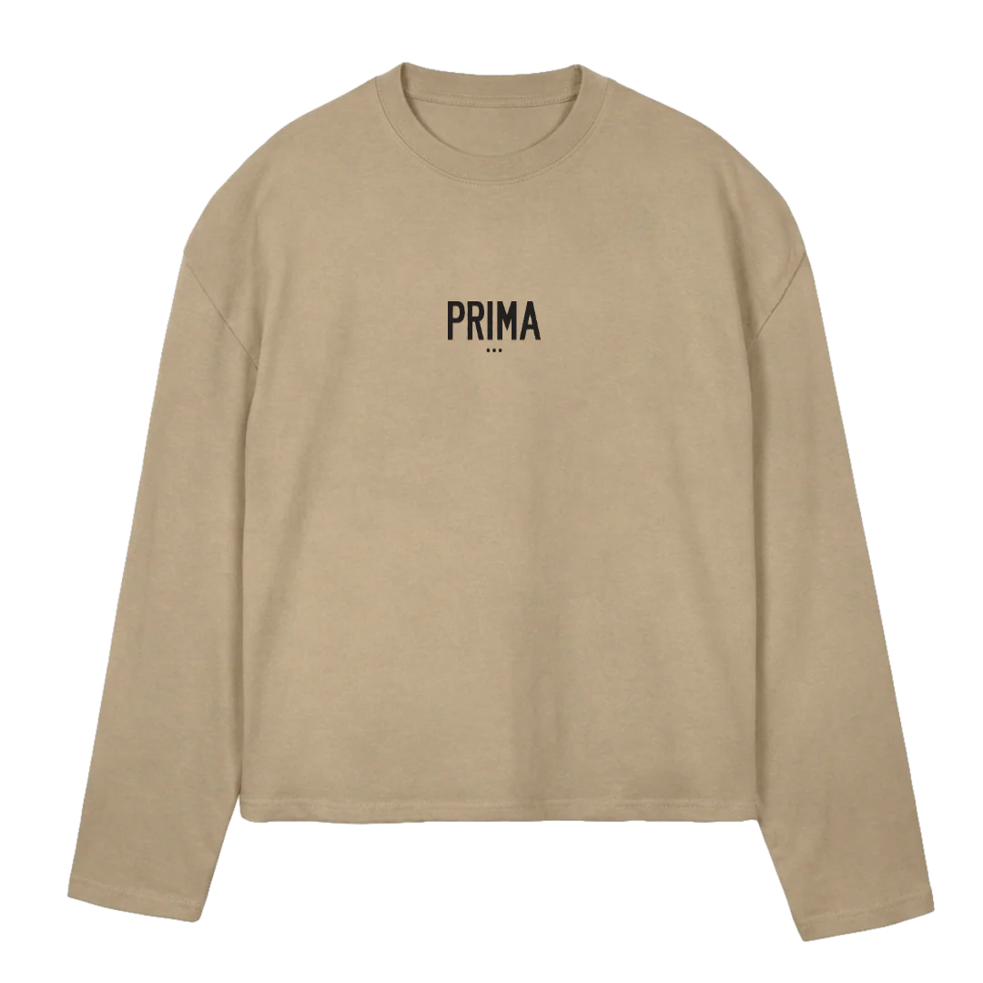 PRIMA FRONT CENTRE Vintage Dune Oversized Boxy LS Tee.
