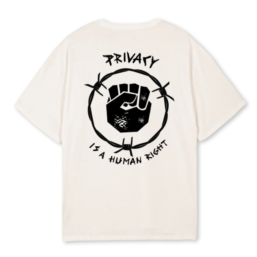PRIVACYISAHUMANRIGHT Vintage White Oversized Tee. - Image 2