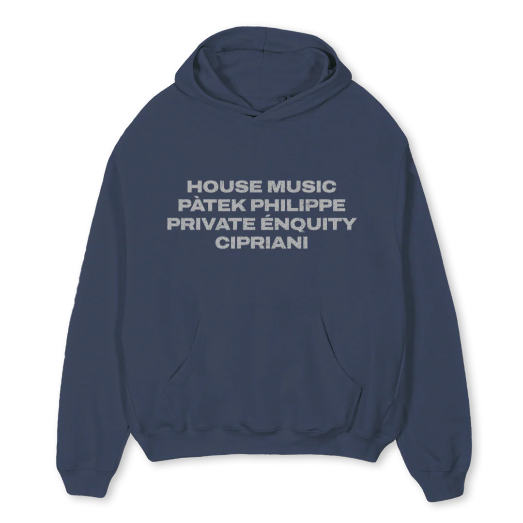 PRIVATEEQUITY Navy Blue Oversized Hoodie.