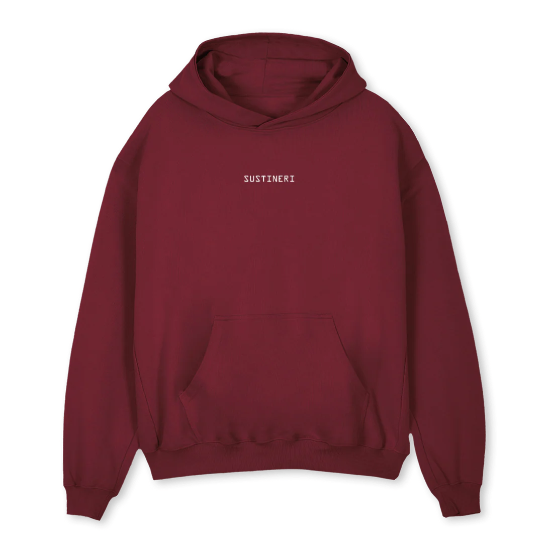 PROTOTYPE PRINT OSH Burgundy Oversized Hoodie.