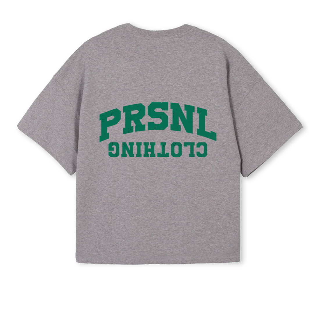 PRSNLLOGOGRÖN Grey Marl Oversized Boxy Tee. - Image 2
