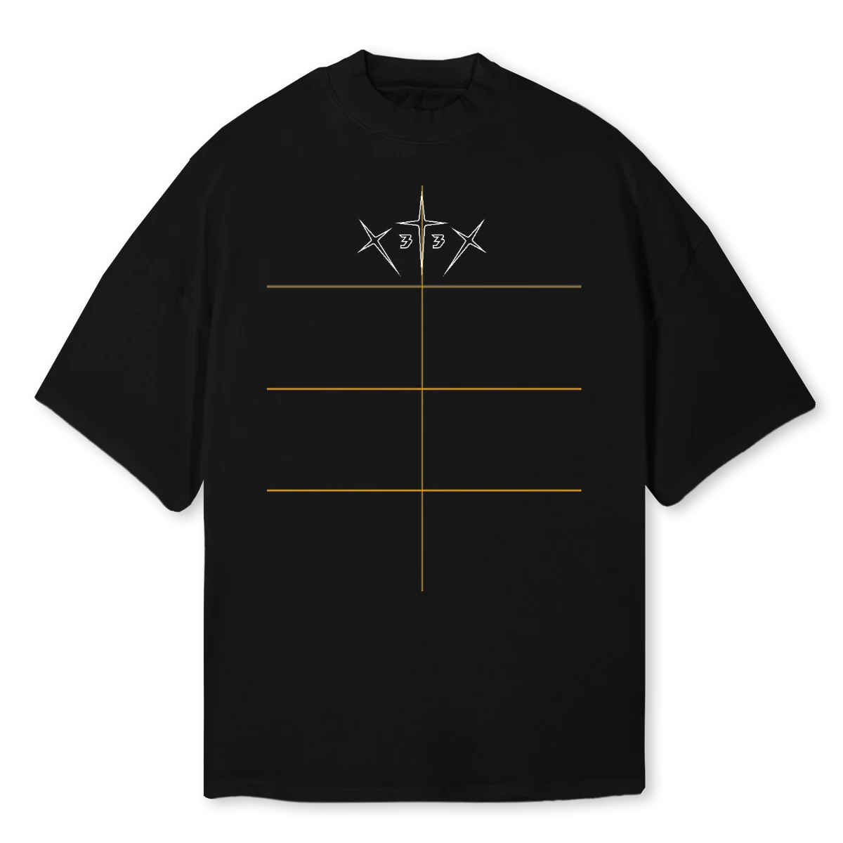 PSALMS  Black Oversized Mock Neck Tee.