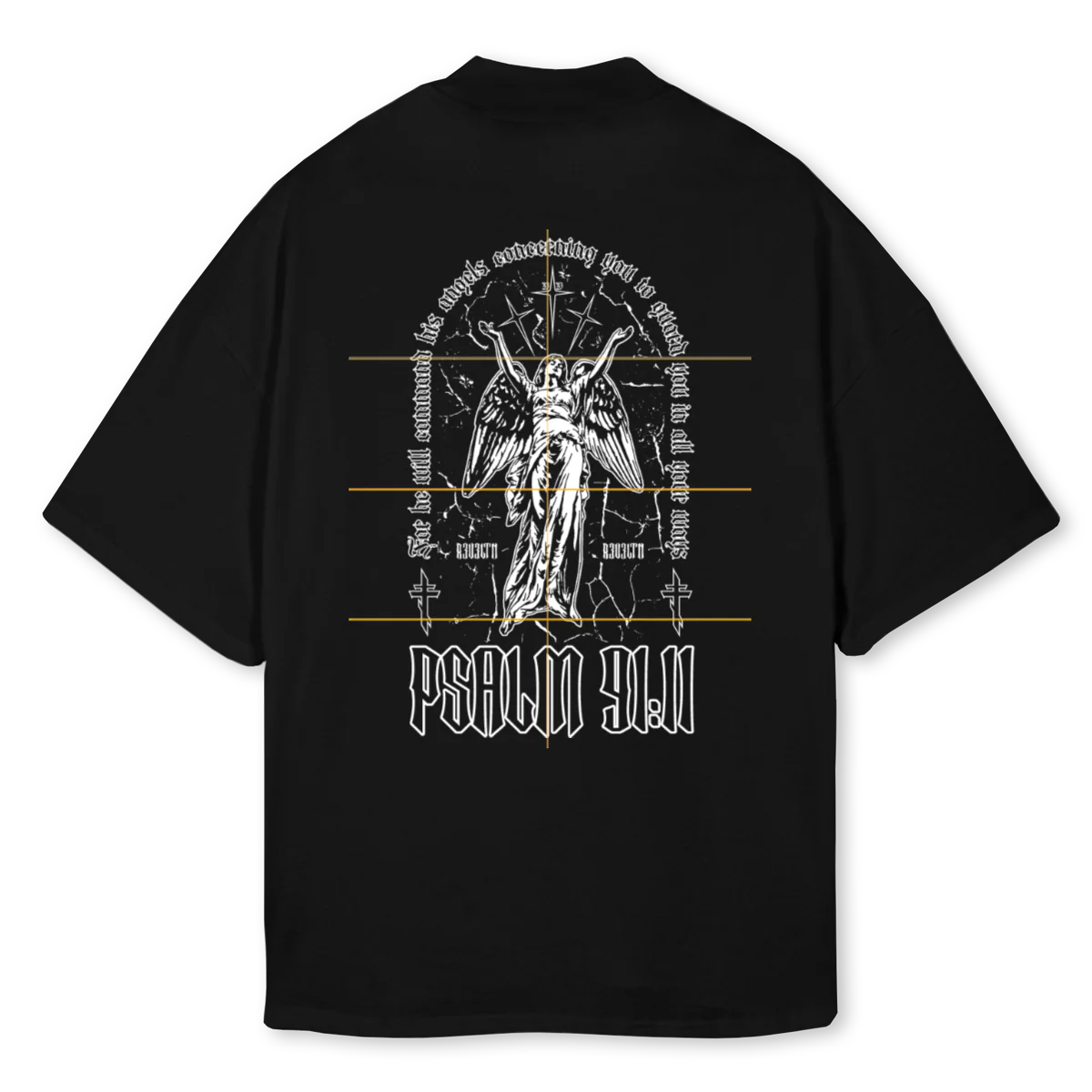 PSALMS Black Oversized Mock Neck Tee. - Image 2