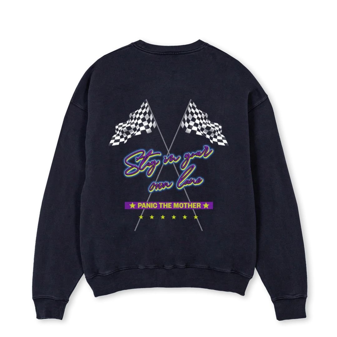 PTMRACINGSWEAT Vintage Black Oversized Crewneck Sweater. - Image 2