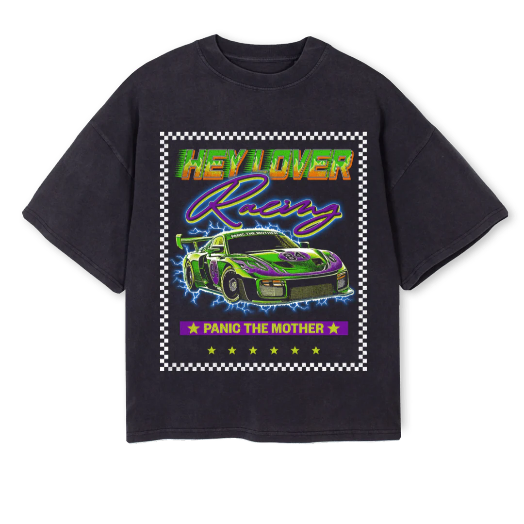 PTMRACINGTEE Vintage Black Oversized Boxy Tee.