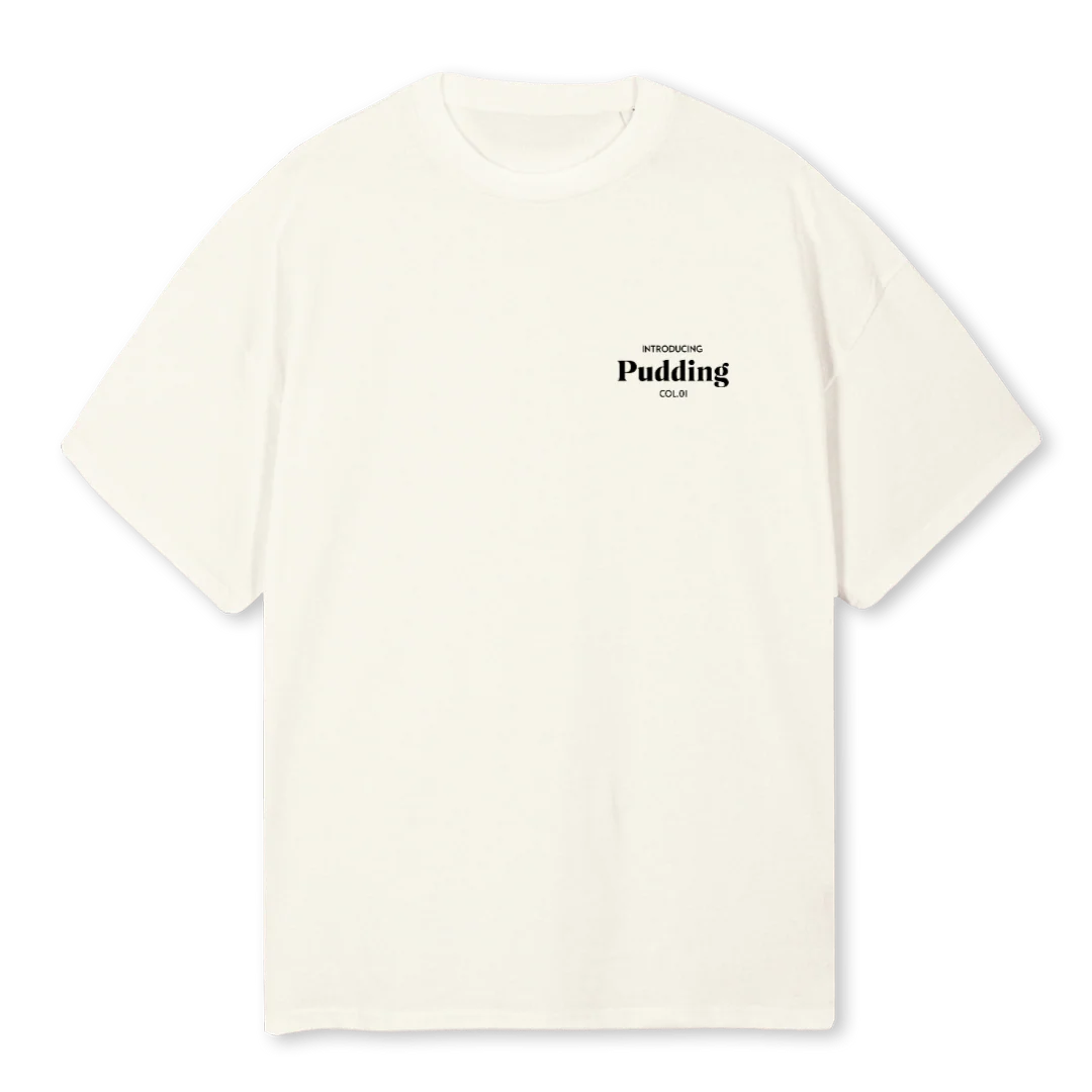 PUDDING Cream Oversized Tee.
