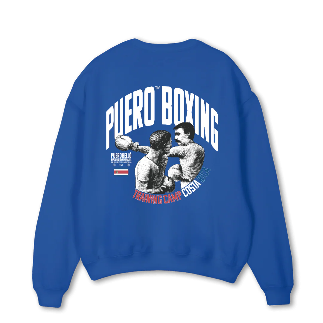 PUERO BOXING Cobalt Blue Oversized Crewneck Sweater. - Image 2