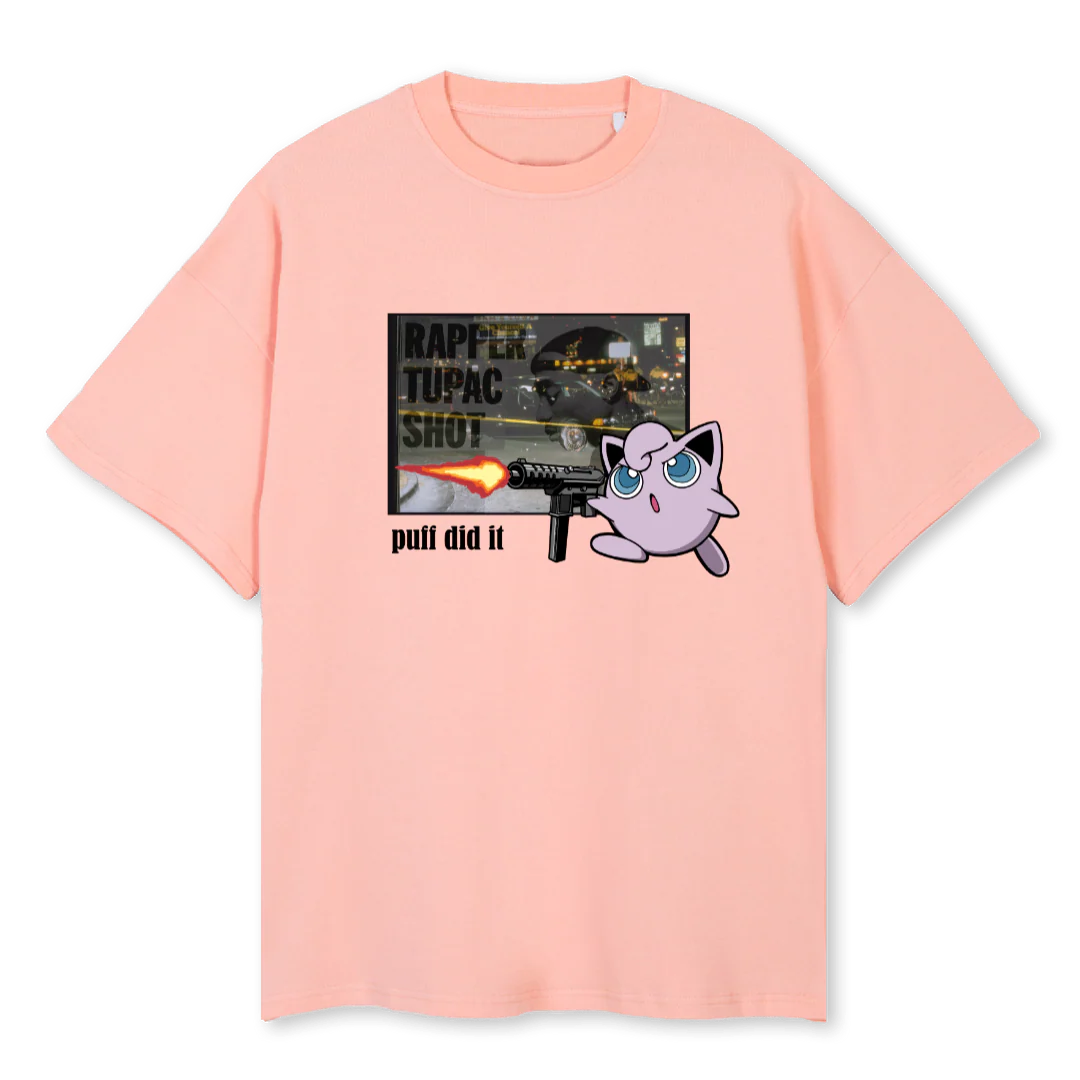 PUFF DID IT T Pink Clay Oversized Tee.