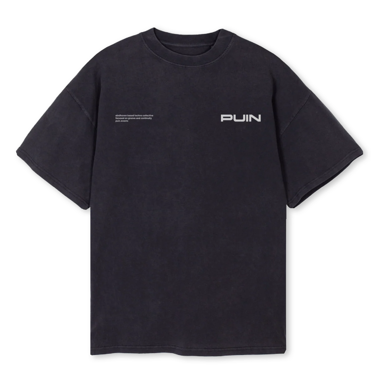 PUIN COLLECTIVE MRCH Vintage Black Oversized Tee.