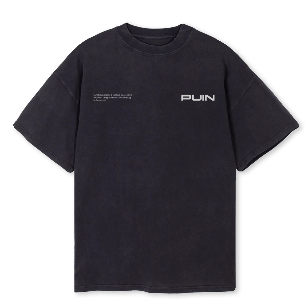 PUIN EXCL TEAM Vintage Black Oversized Tee.