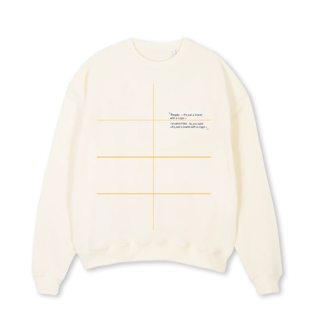 PULLCREME Cream Oversized Crewneck Sweater.