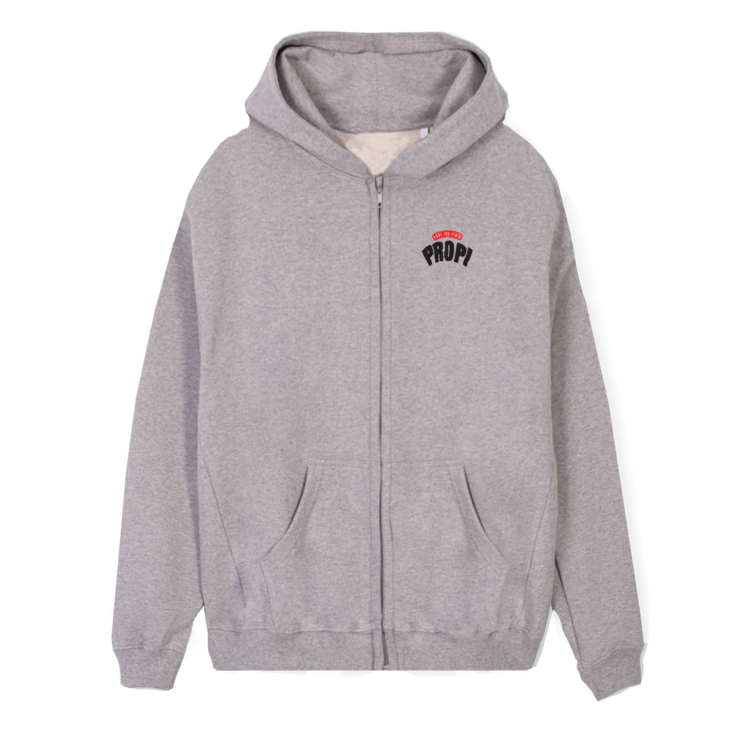 PULLIGRAU Grey Marl Regular Zipped Hoodie.