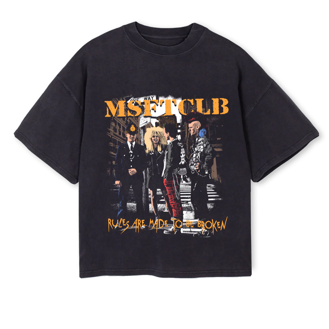 PUNK Vintage Black Oversized Boxy Tee.