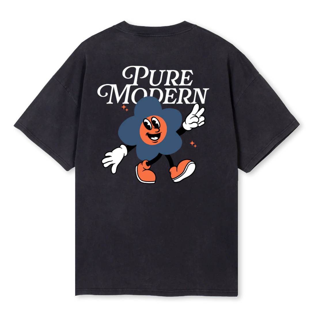 PUREFLOWERDESIGNTEE Vintage Black Oversized Tee. - Image 2