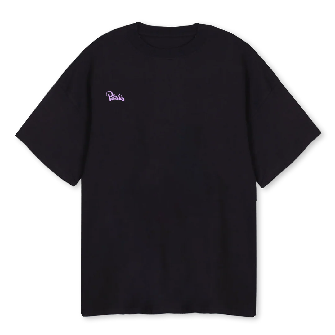 PURPLE  Black Oversized Tee.