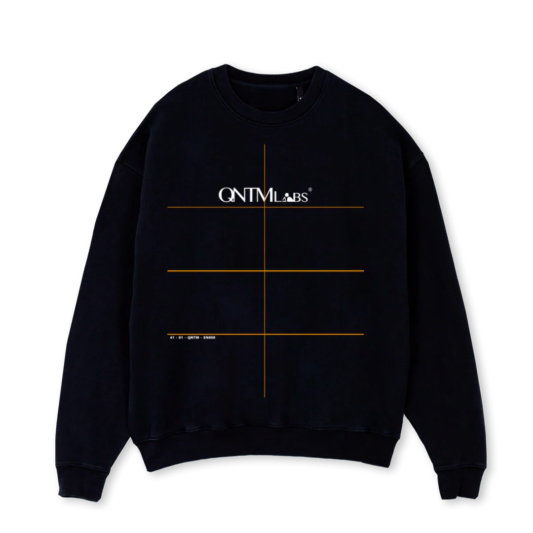 QNTM CREWNBL Black Oversized Crewneck Sweater.