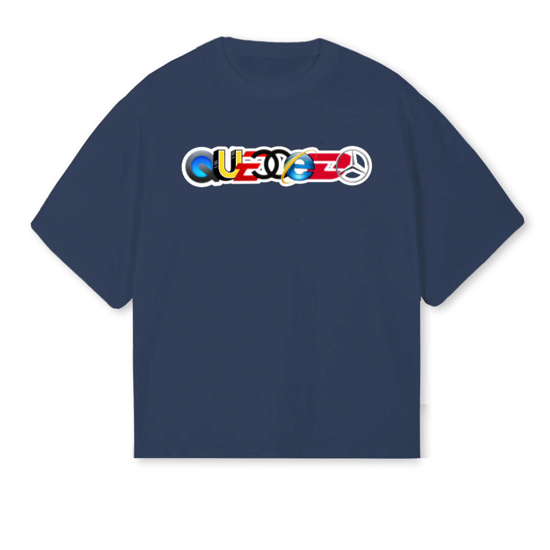 QUECEDO Navy Blue Oversized Boxy Tee.