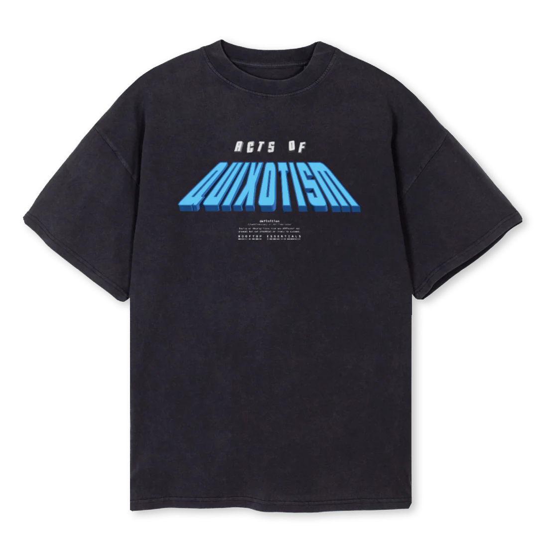 QUIXOTISM Vintage black Oversized Tee.