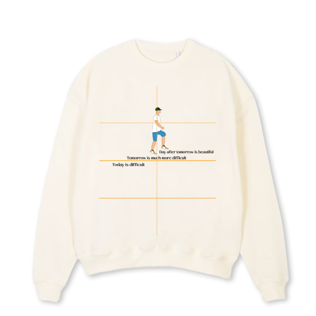 QUOTE  Cream Oversized Crewneck Sweater.