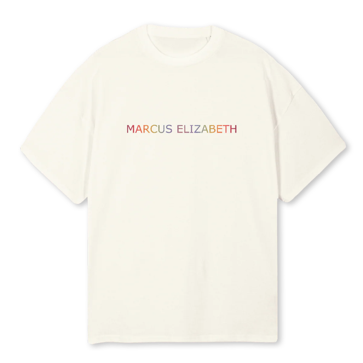 RAINBOW LOVE ANAGRAM Cream Oversized Tee.
