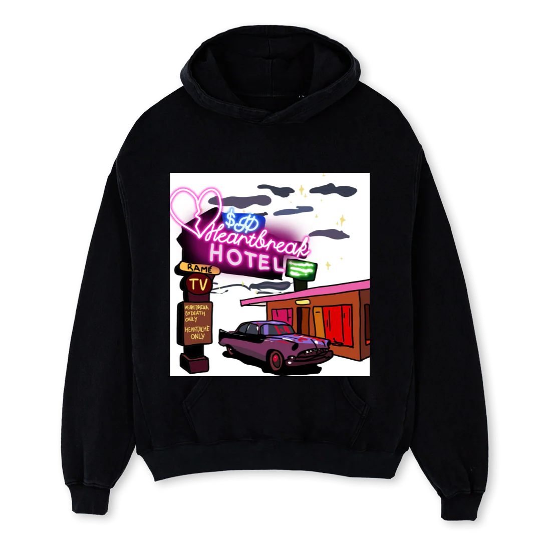 RAME HEARTBREAK HOTE Black Oversized Hoodie.