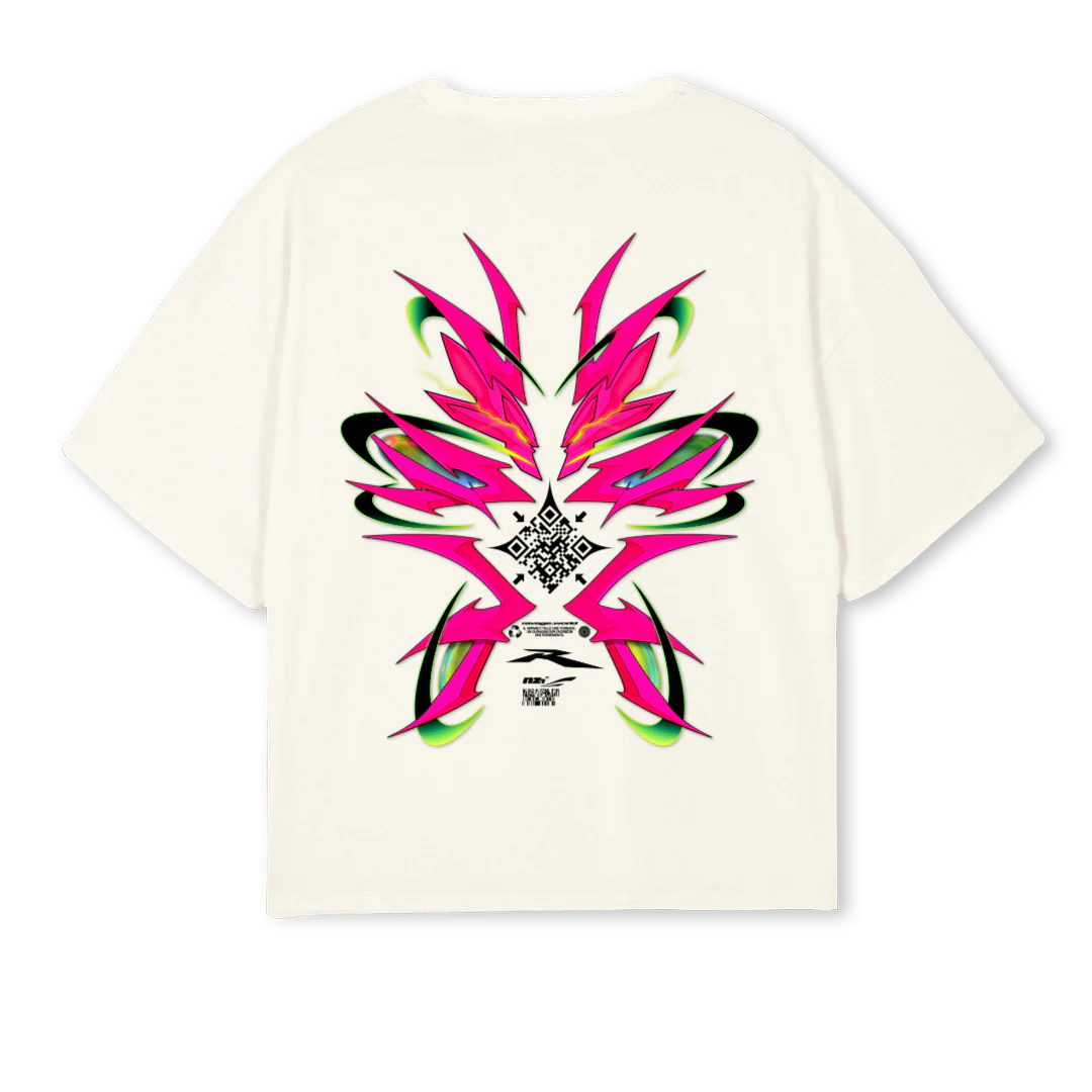 RAVAGE MSD NOZRED Cream Oversized Boxy Tee. - Image 2