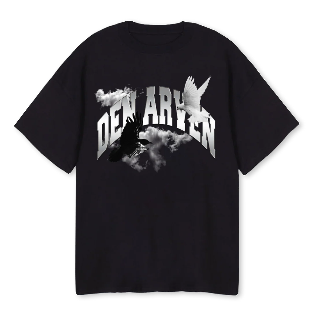 RAVEN AND DOVE Black Oversized Tee.