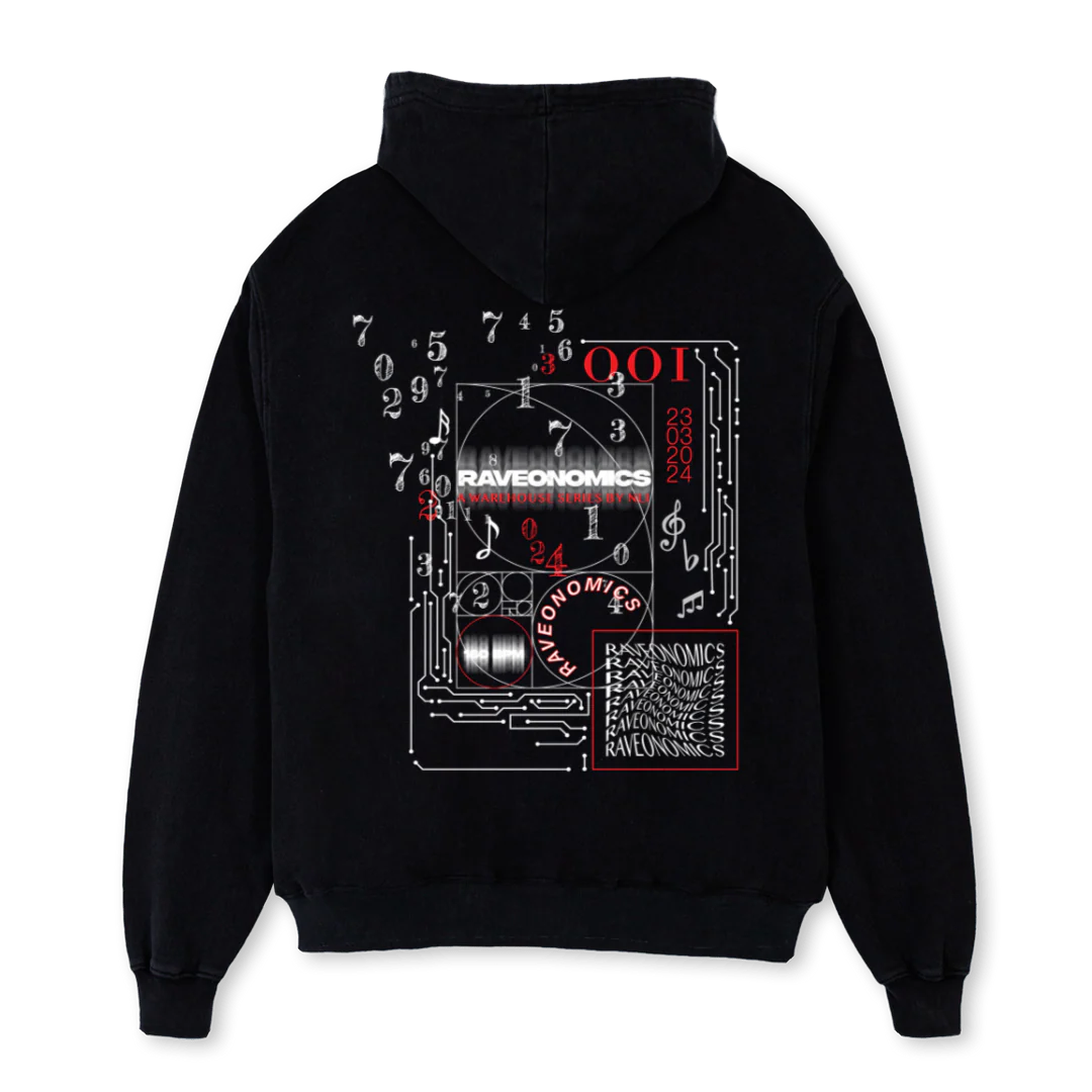 RAVEONOMICSHOOID Black Oversized Hoodie. - Image 2