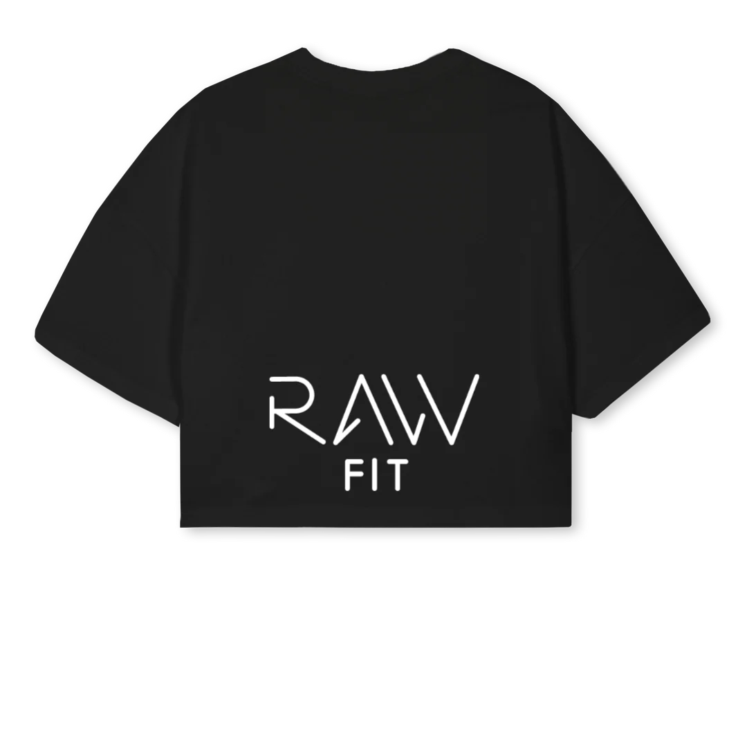 RAWWFIT Black Cropped Oversized Tee. - Image 2