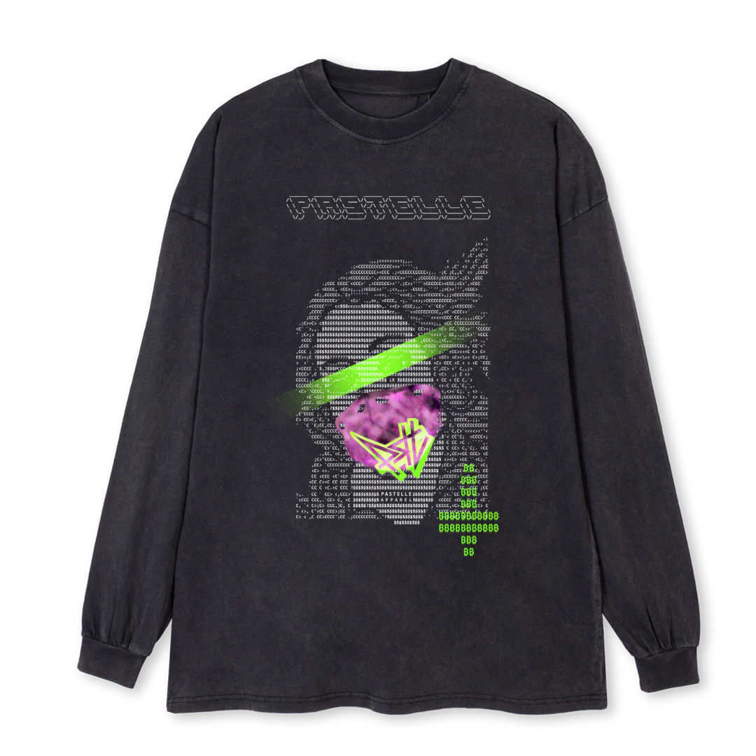 REBIRTHLONGSLEEVE Vintage Black Oversized LS Tee.