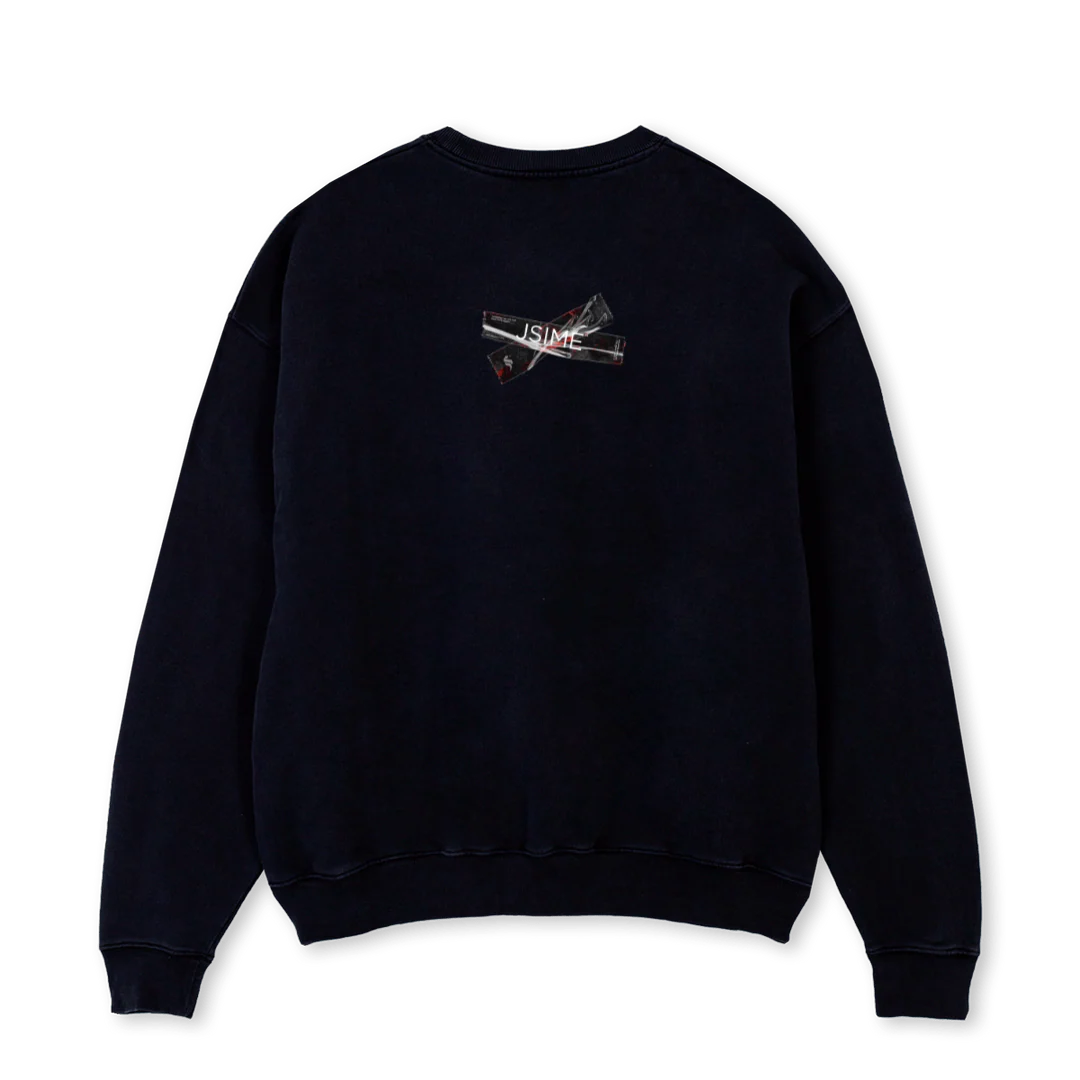 REDBLUE Black Oversized Crewneck Sweater. - Image 2