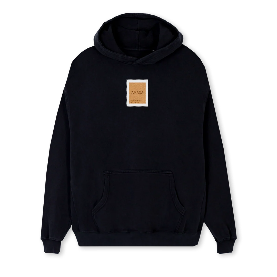 REGHOODIESTAMP Black Regular Hoodie.