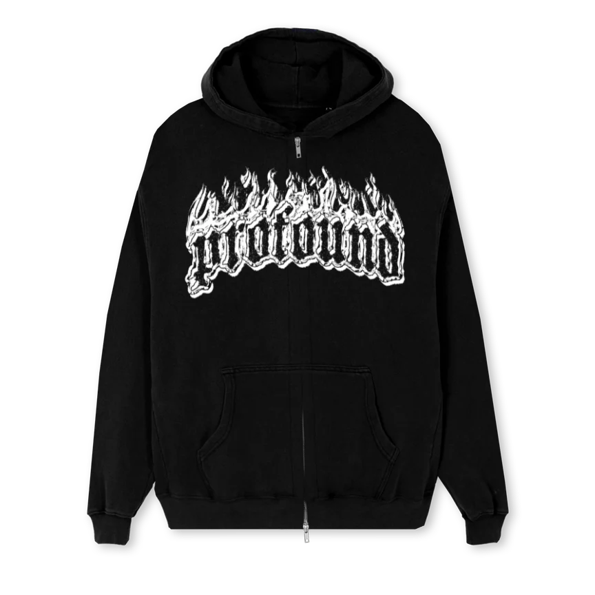 REGULAR ZUP PROFOUND Black Regular Zipped Hoodie.