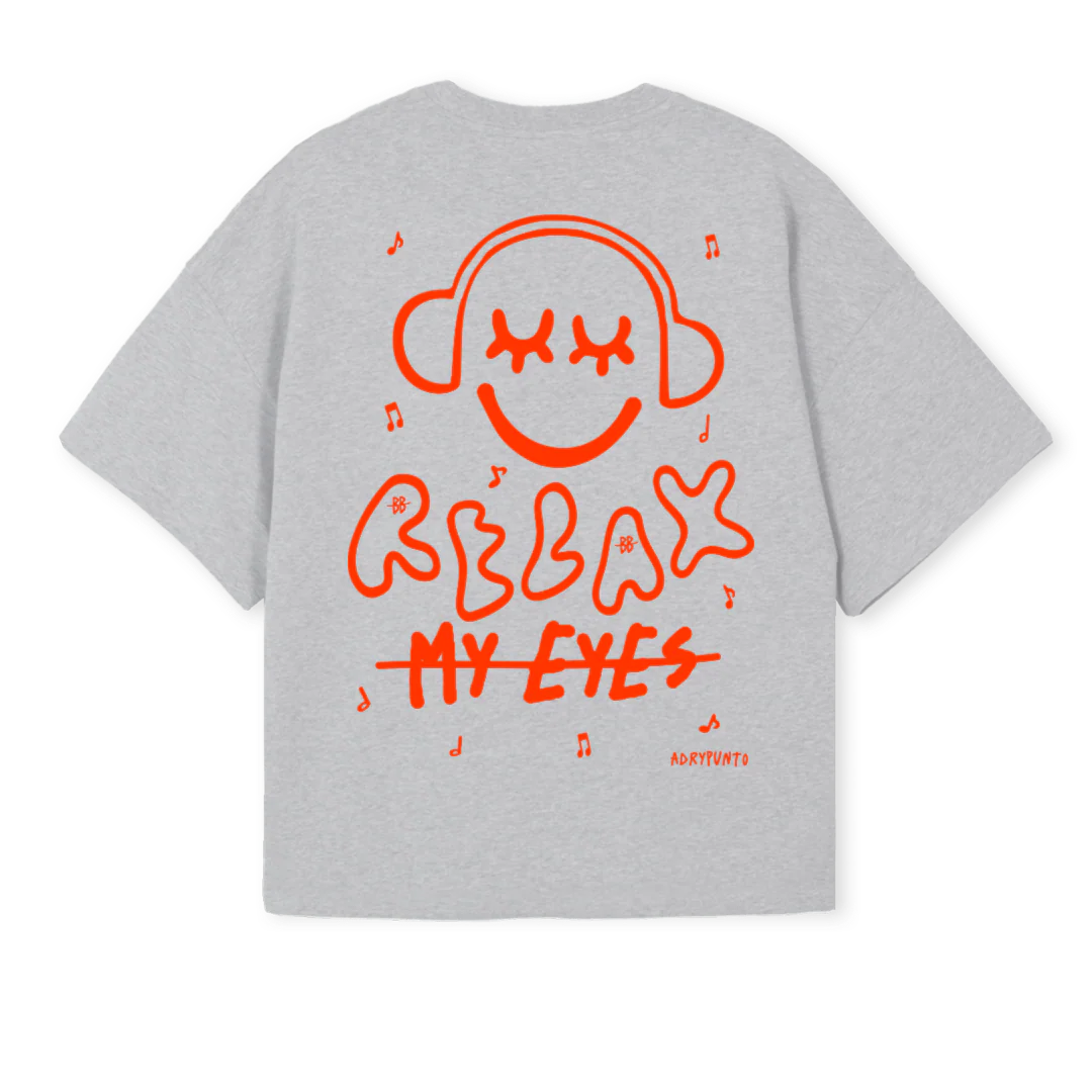 RELAXMYEYES Light Grey Marl Oversized Boxy Tee. - Image 2
