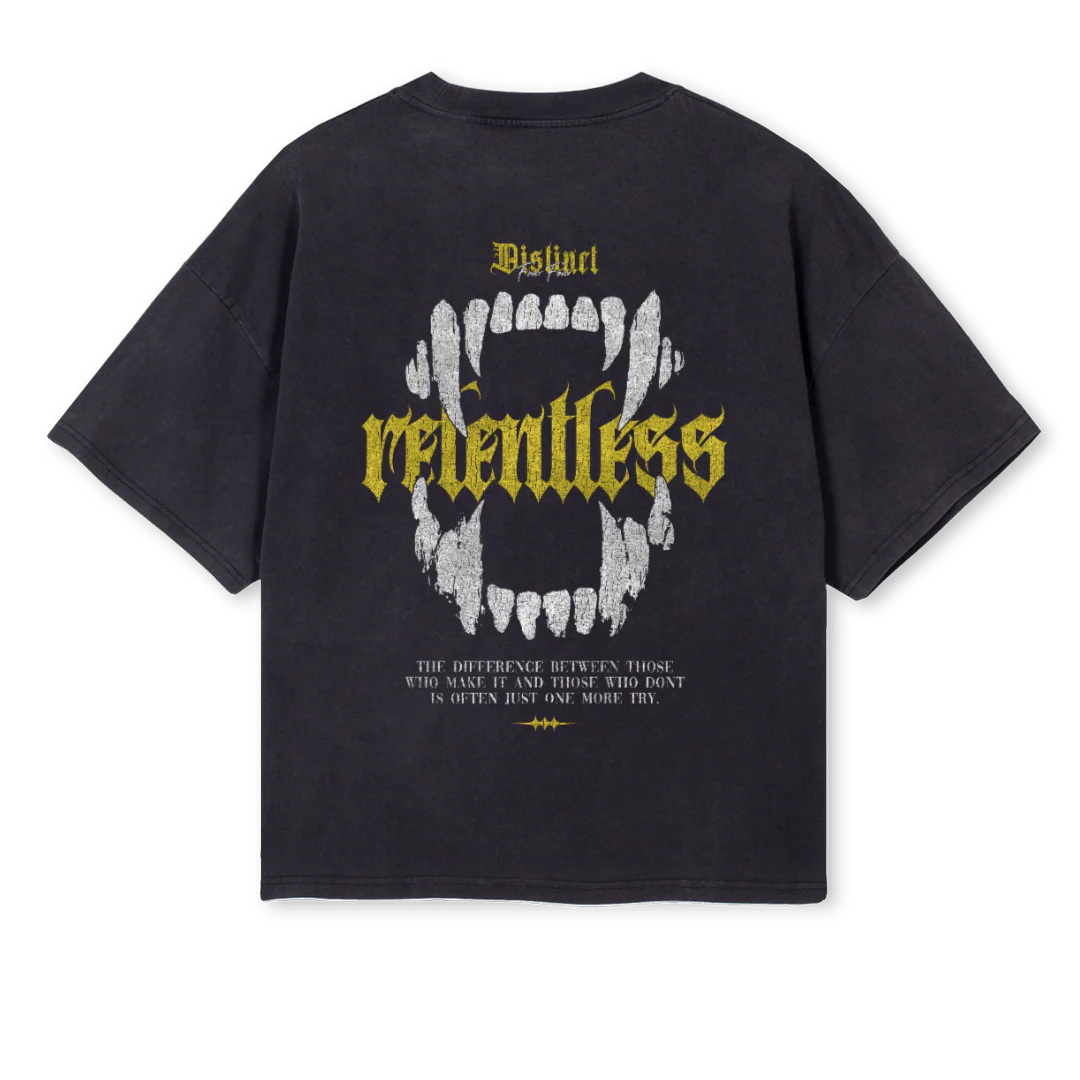 RELENTLESS Vintage Black Oversized Boxy Tee. - Image 2