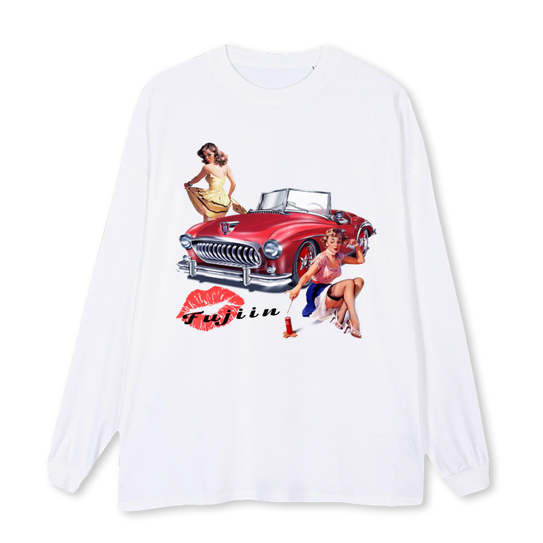 RETRO SLEEVE White Oversized LS Tee.