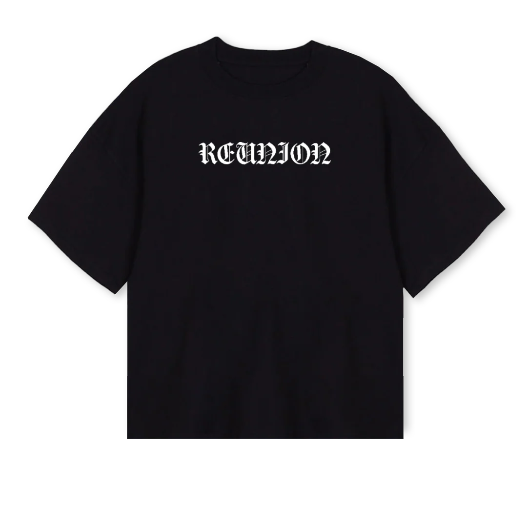 REUNION Black Oversized Boxy Tee.