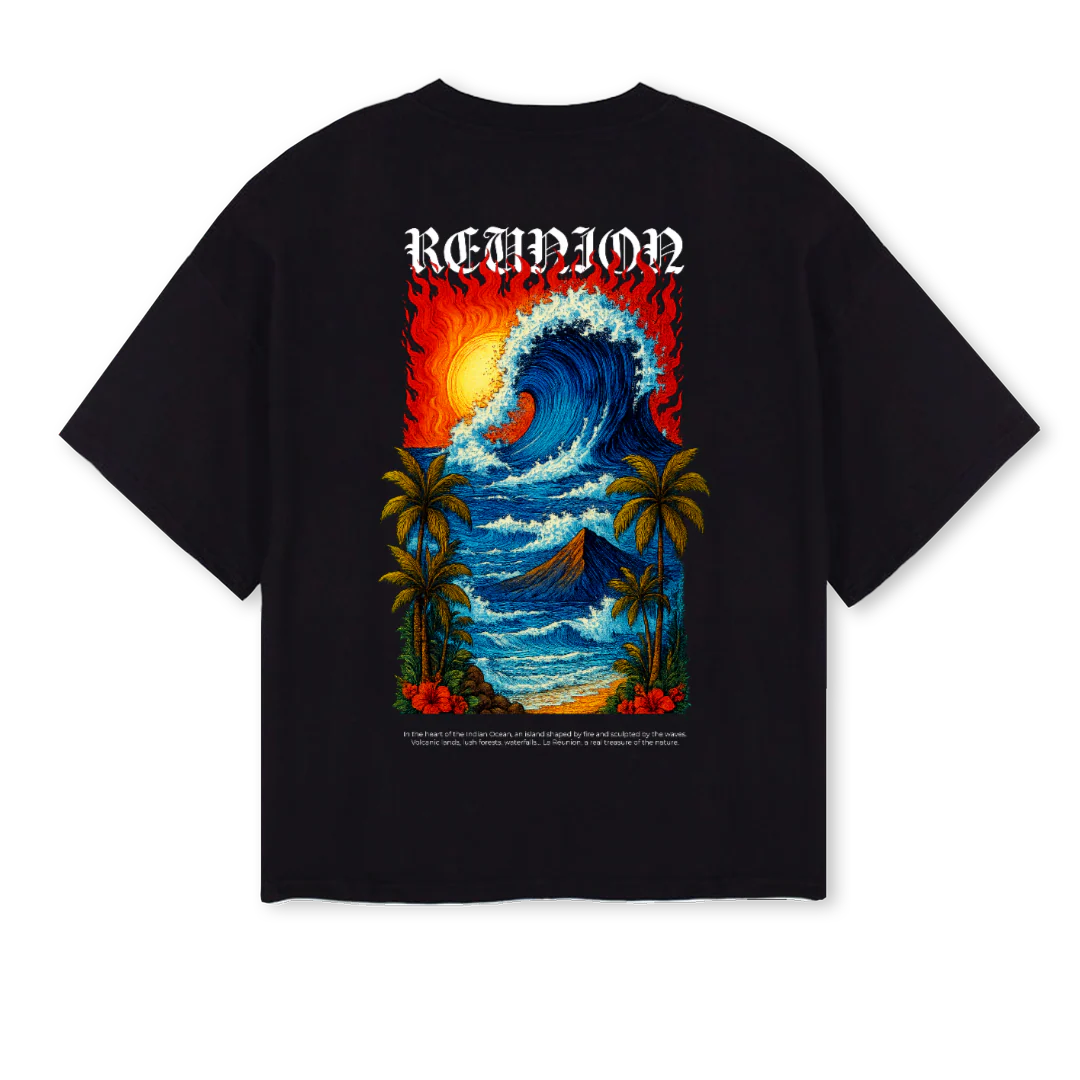 REUNION Black Oversized Boxy Tee. - Image 2