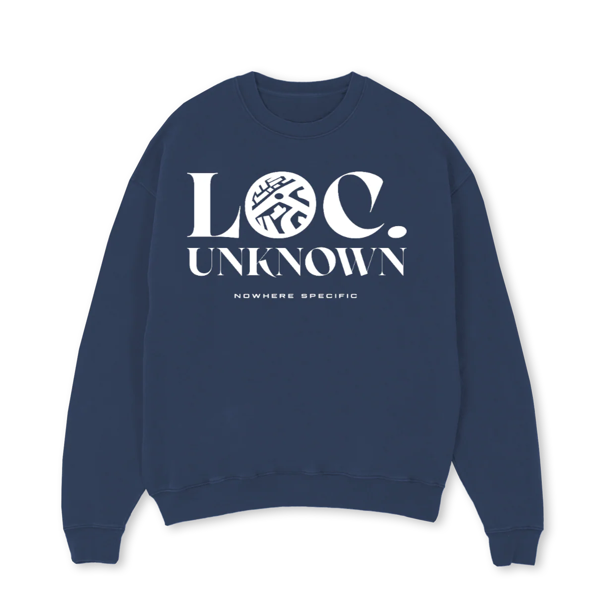 REVERSELOCUNKOS Navy Blue Oversized Crewneck Sweater.