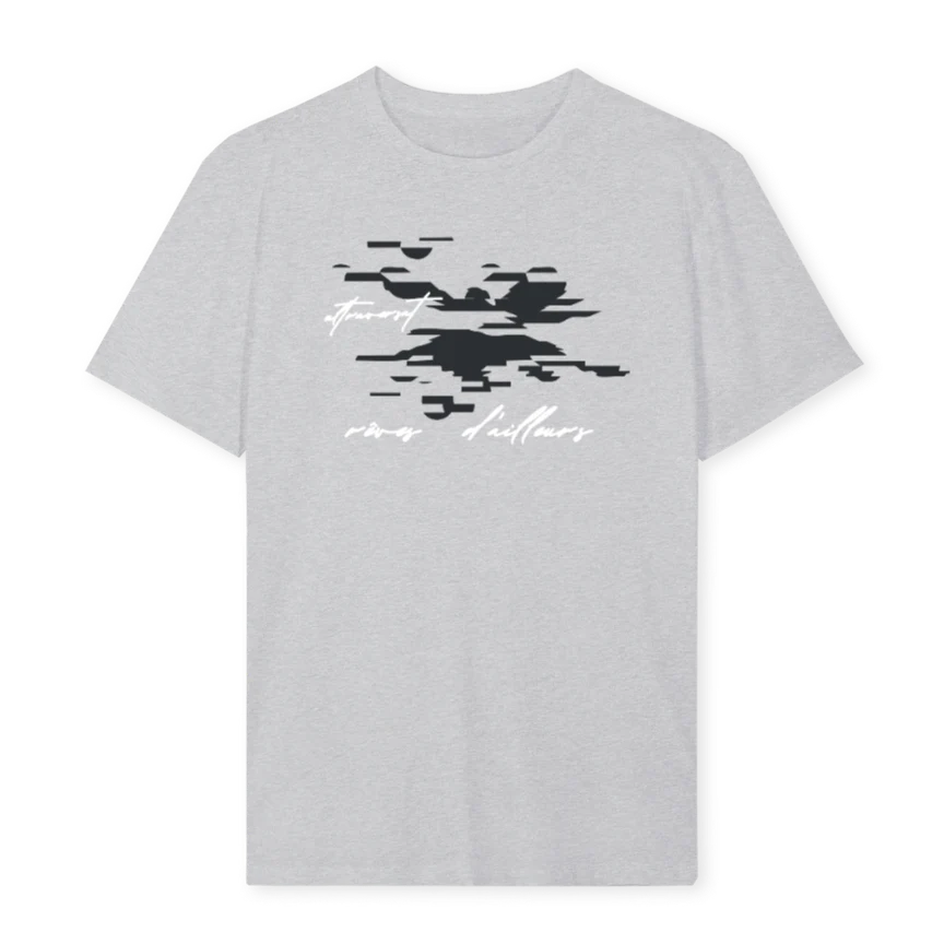 REVES DAILLEURS DEUX Light Grey Marl Regular Tee.