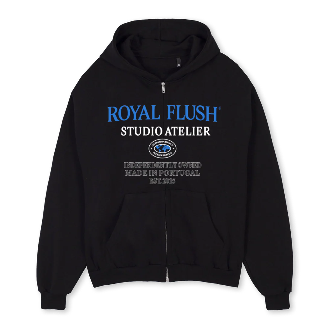 RF INDEPENDNT  Black Oversized Zipped Hoodie.