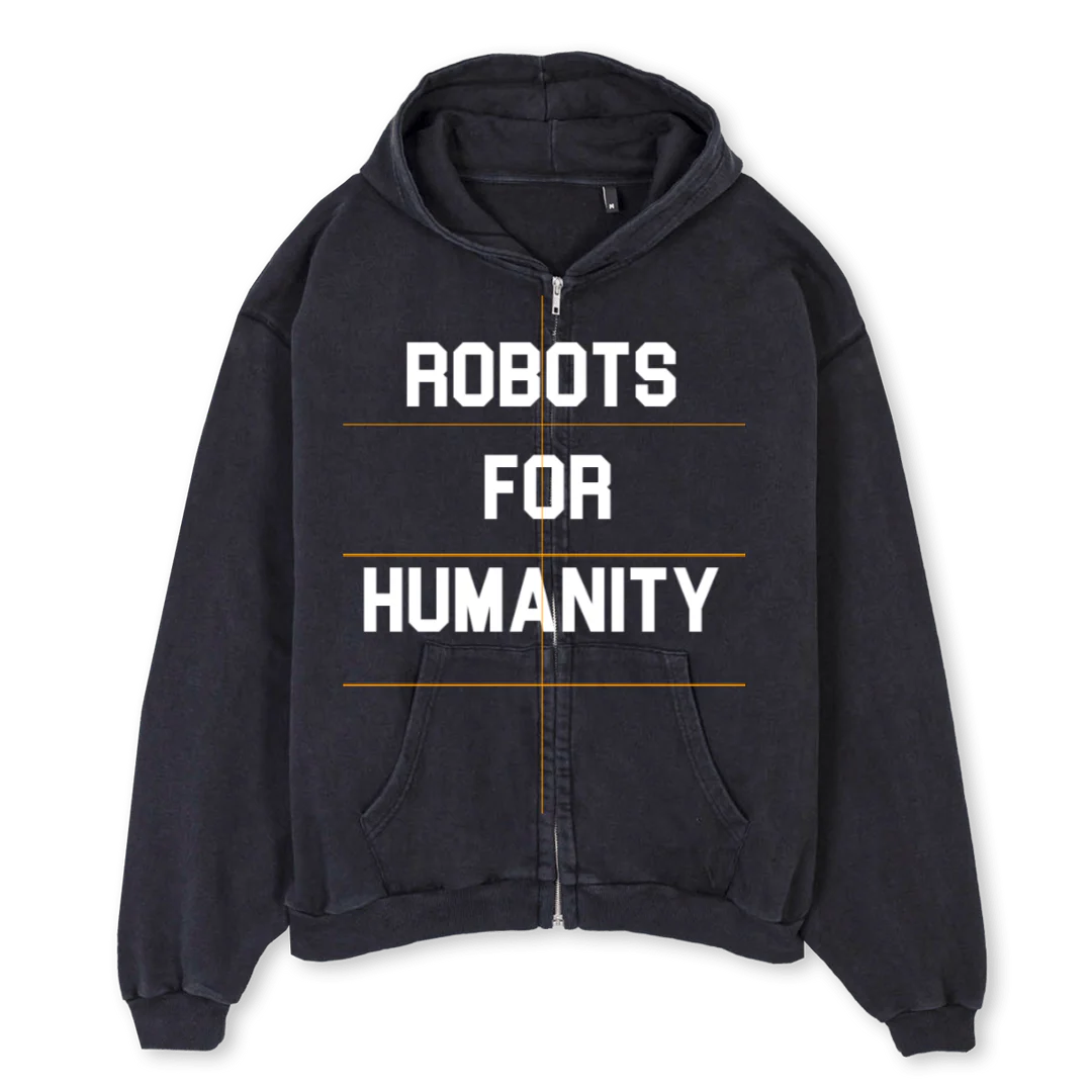 RFH HOODIE Vintage Black Oversized Zipped Hoodie.