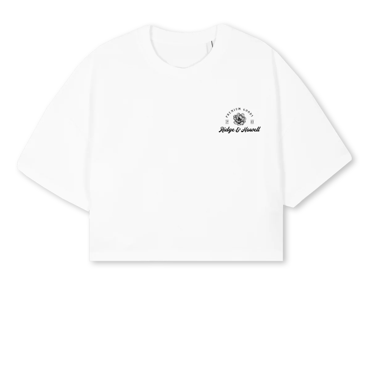 RHVINTAGEWOMEN White Cropped Oversized Tee.