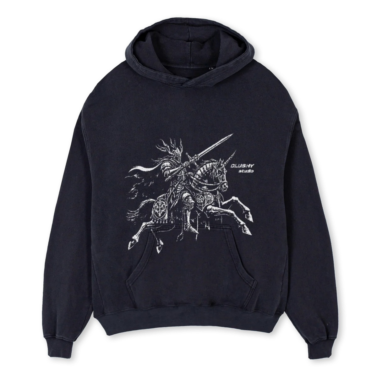 RIDERHODIE Vintage Black Oversized Hoodie.
