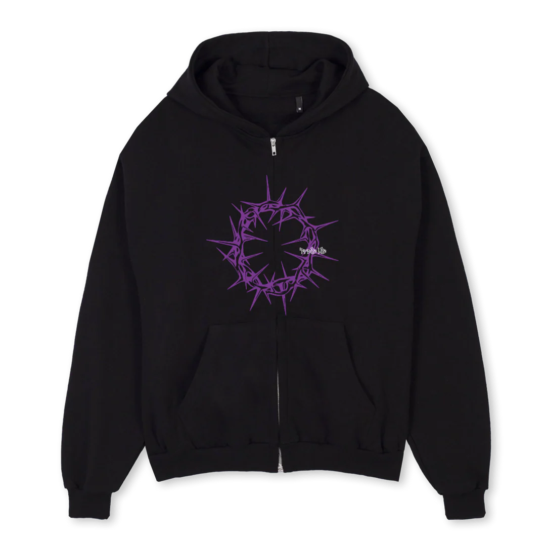 RING Black Oversized Zipped Hoodie.