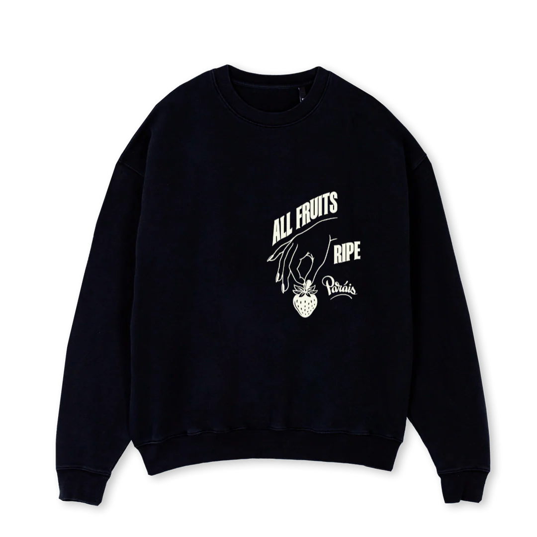 RIPESWEAT Black Oversized Crewneck Sweater.