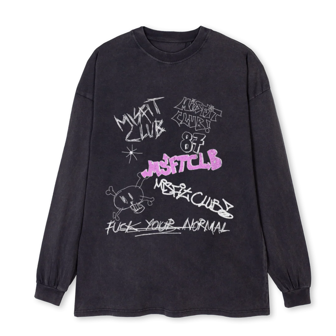 ROCK Vintage Black Oversized LS Tee.