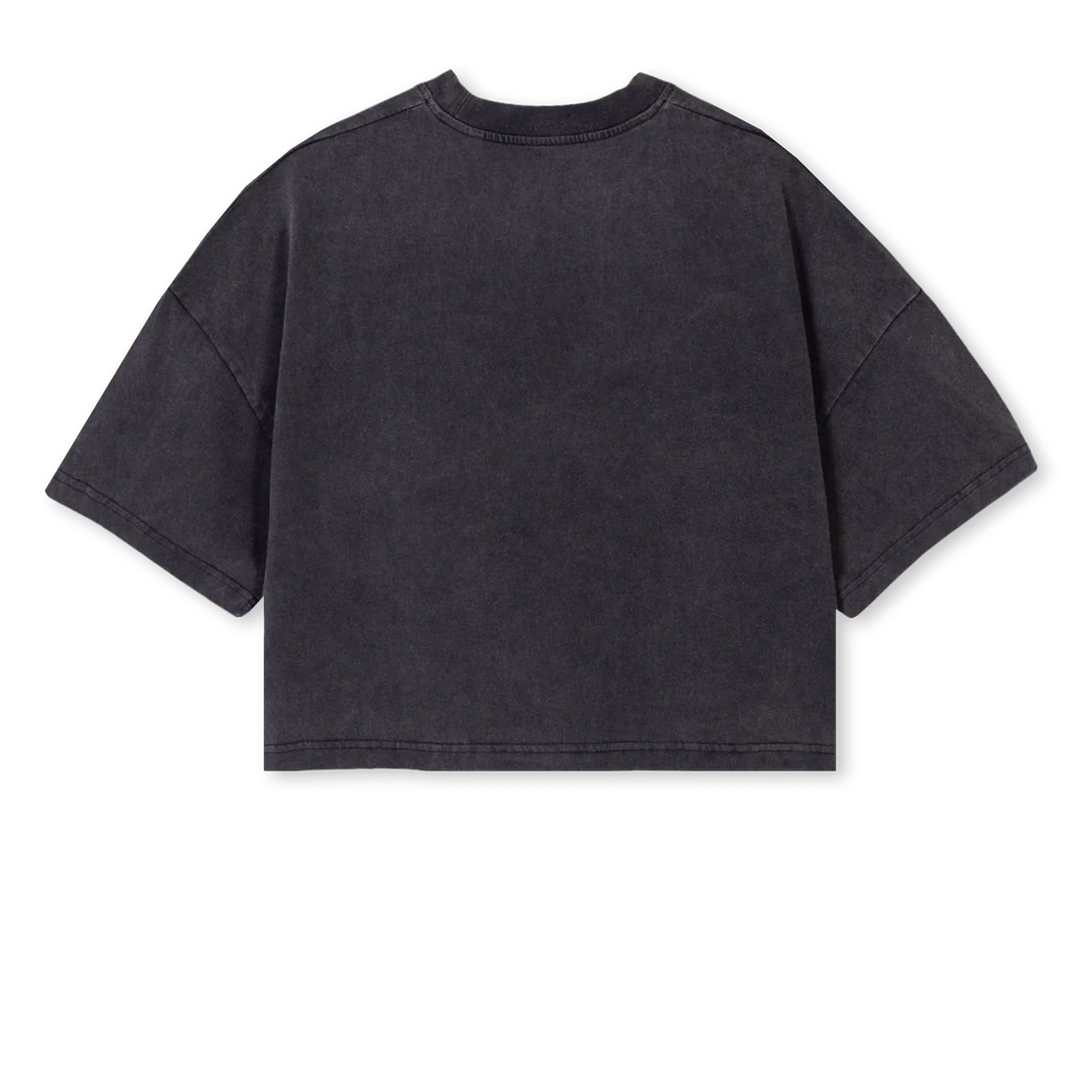 ROLLRCROPTEE Vintage Black Cropped Oversized Tee. - Image 2